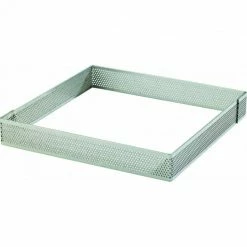 Le moins cher ❤️ Cadre à Tarte Carré Inox Perforé 8.5 cm H.2 cm ✨
