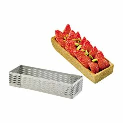 Bon marché ⭐ Cadre à Tarte Rectangle Inox Perforé 28x10 cm H.2 cm 🤩