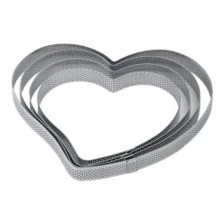 Remise 💯 Cercle à Tarte Coeur Inox Micro-perforé 16 x 15 cm x H 2 cm Pavoni 🧨