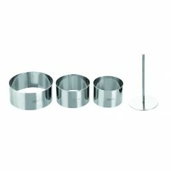 Vente flash 🛒 Lot Cercle Inox avec Poussoir Ø 7 / 8 et 10 cm (x3) Ibili 🎉